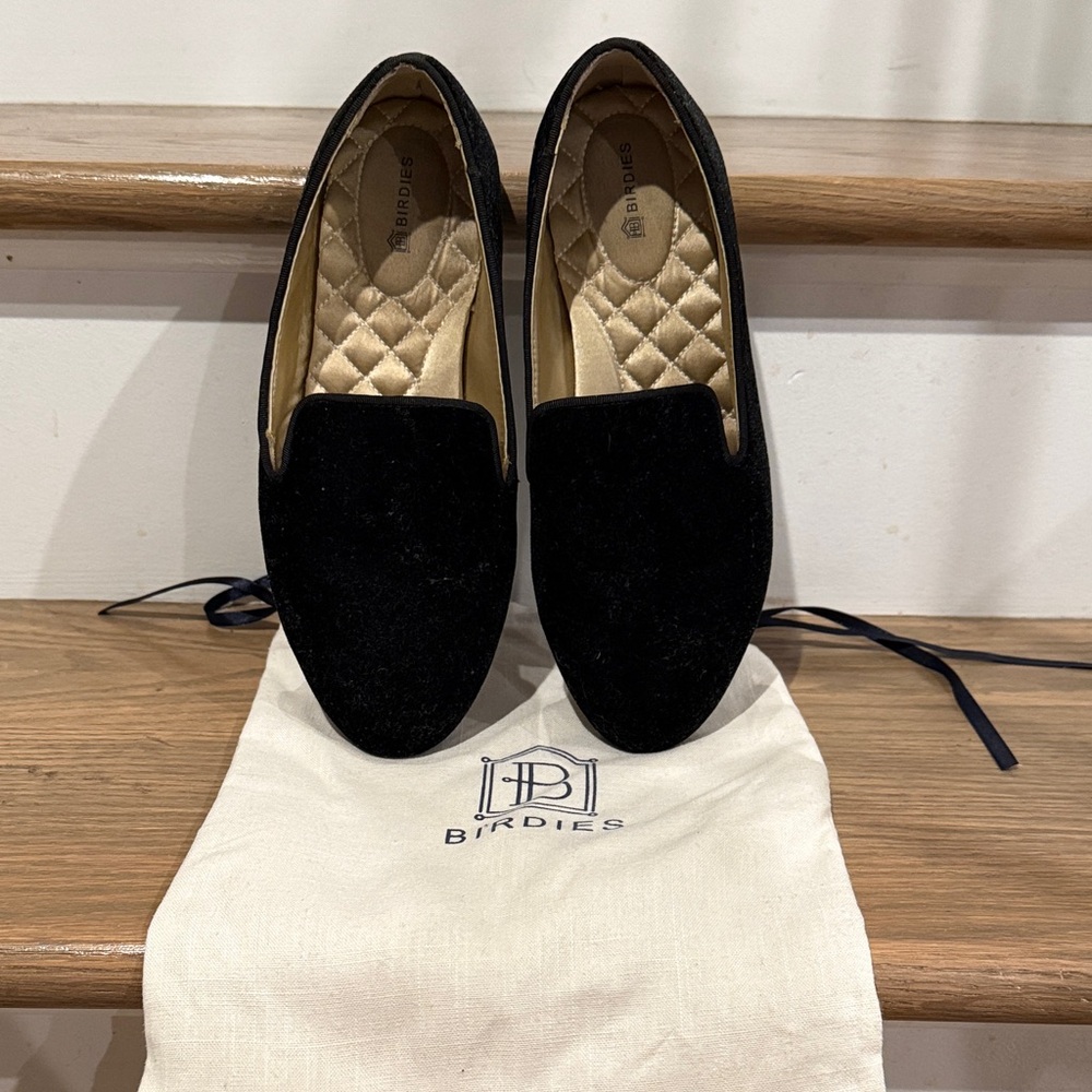 Birdies Women’s Black Velvet Slip-On Loafers
